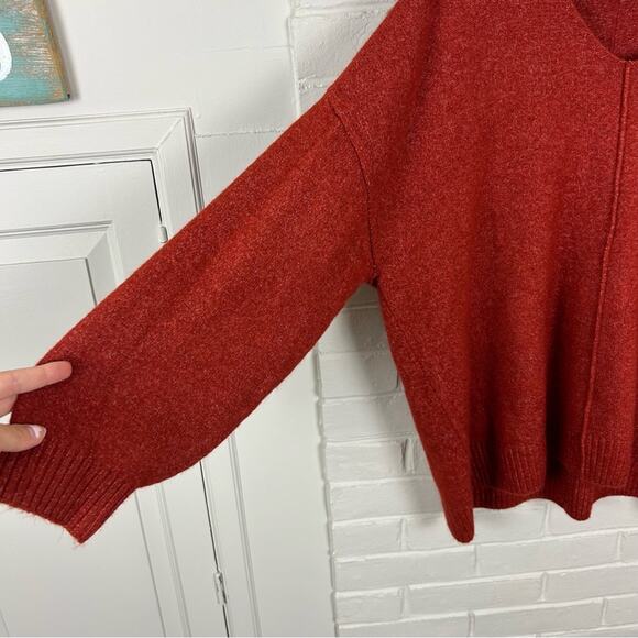 Vince Camuto Pumpkin Spice Soft Knit Seam Front V Neck Sweater Size 1X - Picture 5 of 9